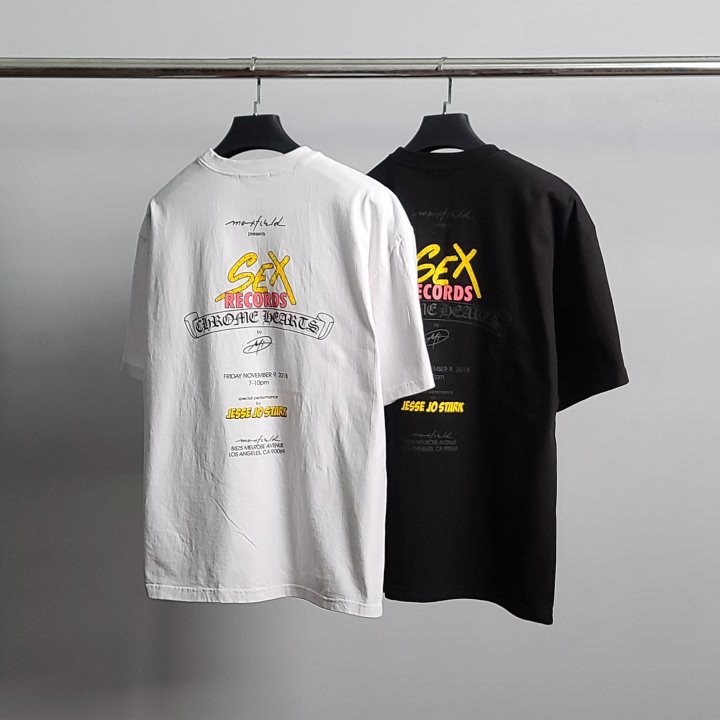 크롬하츠 레코드 레터링 오버핏 반팔티