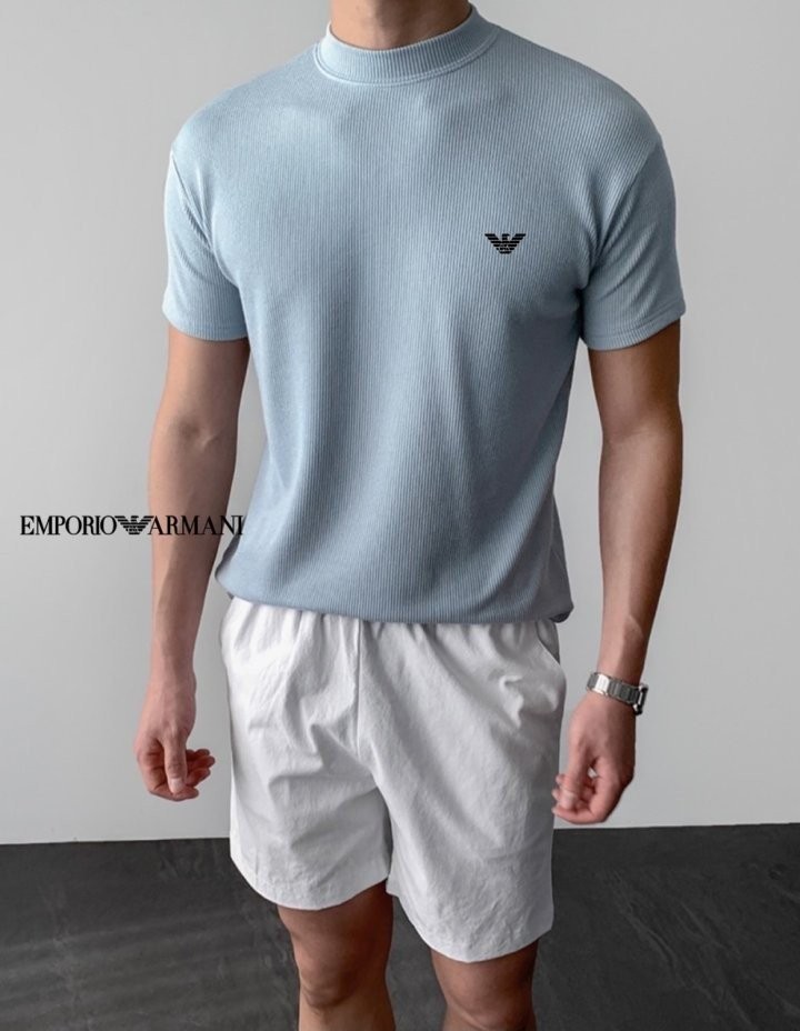 알마니 머슬 반목 반팔 니트