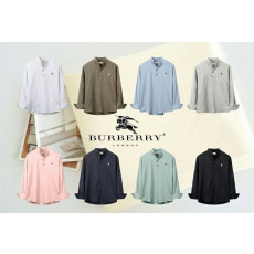 버버리 BT 로고 린넨 롤업 셔츠