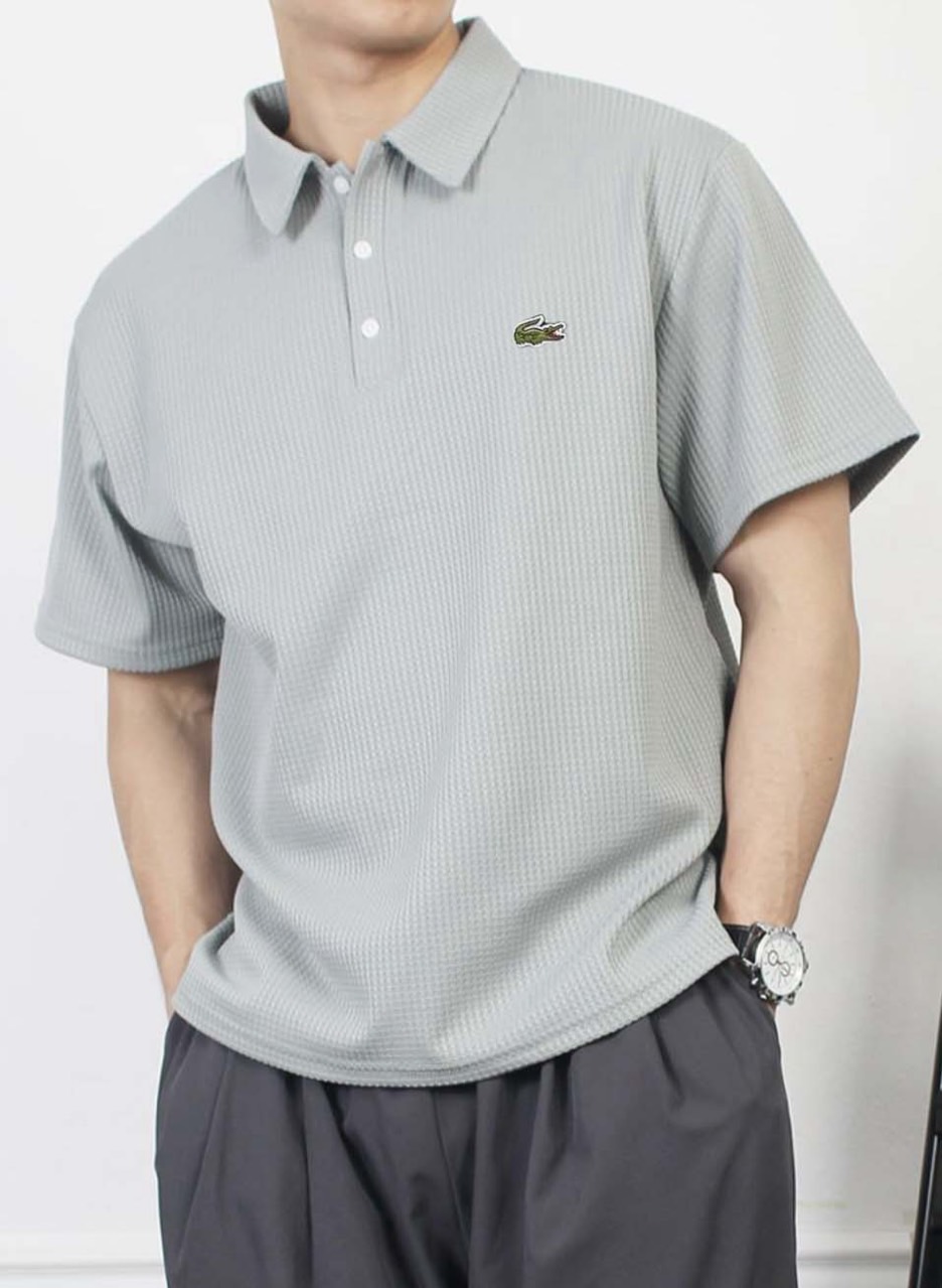 라코스테 쿨 와플 카라 반팔 니트