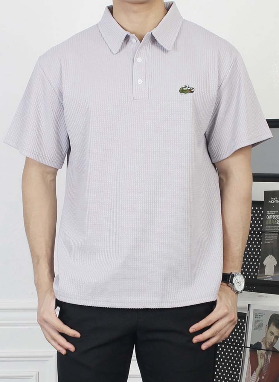 라코스테 쿨 와플 카라 반팔 니트