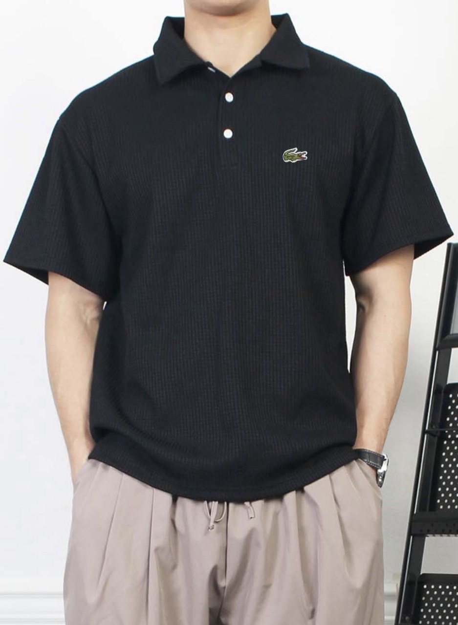 라코스테 쿨 와플 카라 반팔 니트