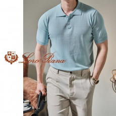 로로피아나 린넨 머슬 카라 반팔 니트