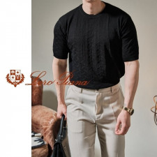 로로피아나 린넨 자갸드 반팔 니트