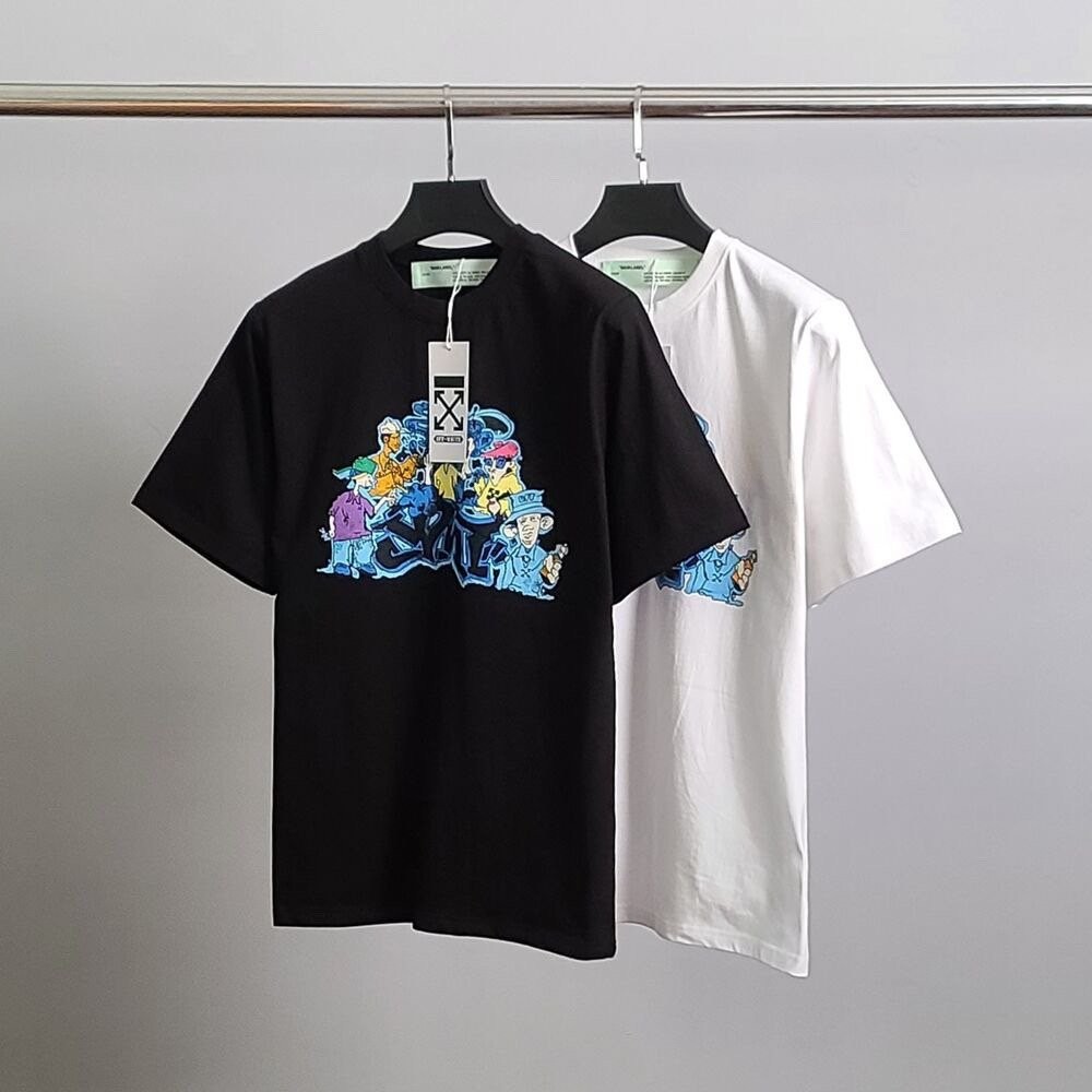 오프화이트 파이브맨 하프 반팔티