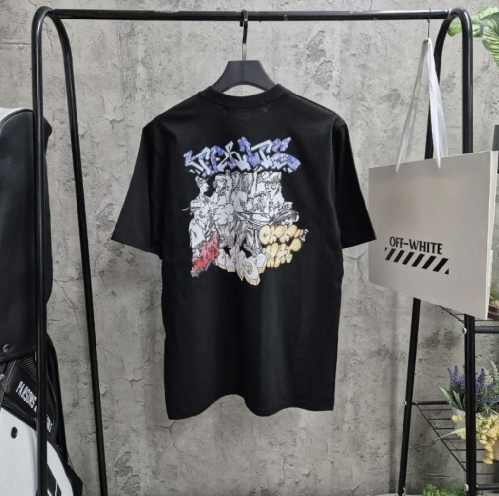 오프화이트 스컬 하프 반팔티