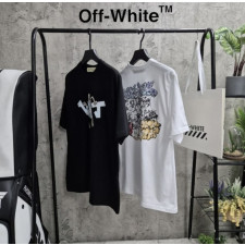 오프화이트 스컬 하프 반팔티