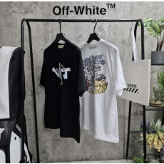 오프화이트 스컬 하프 반팔티