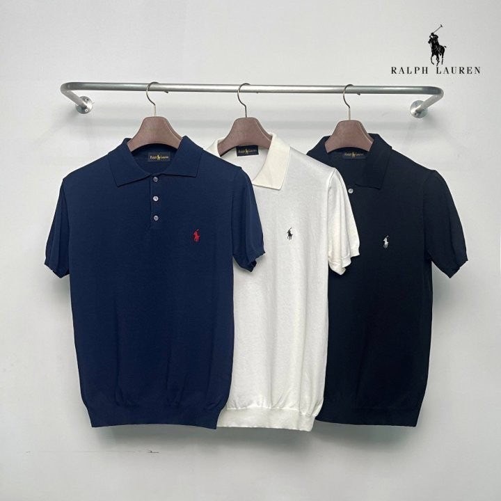 폴로 포니 자수 카라 반팔 니트