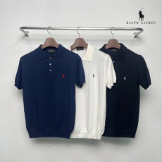 폴로 포니 자수 카라 반팔 니트