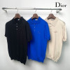 디올 CD 자수 로고 카라 반팔 니트