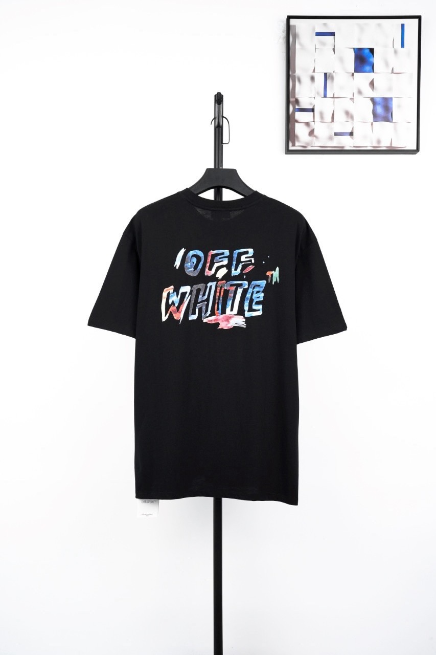 오프화이트 수채화 로고 반팔티