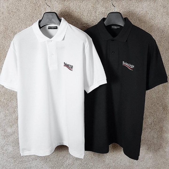 발렌시아가 웨이브 로고 PK 반팔 카라티