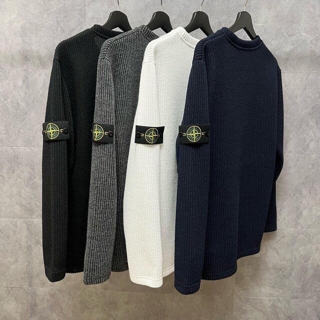 스톤아일랜드 와펜 패치 골지 니트