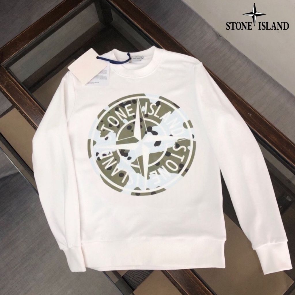 스톤아일랜드 카모 버팅 로고 라운드 맨투맨