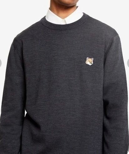 메종키츠네 브라운 폭스헤드 베이직 라운드 니트