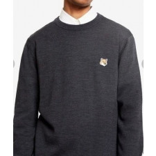 메종키츠네 브라운 폭스헤드 베이직 라운드 니트