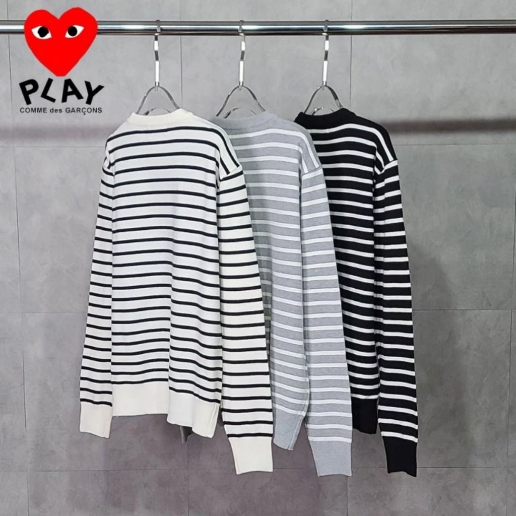 꼼데가르송 레드 와펜 스트라이프 니트