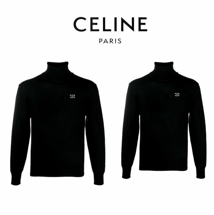 셀린느 트리오페 자수 터틀넥 폴라 니트