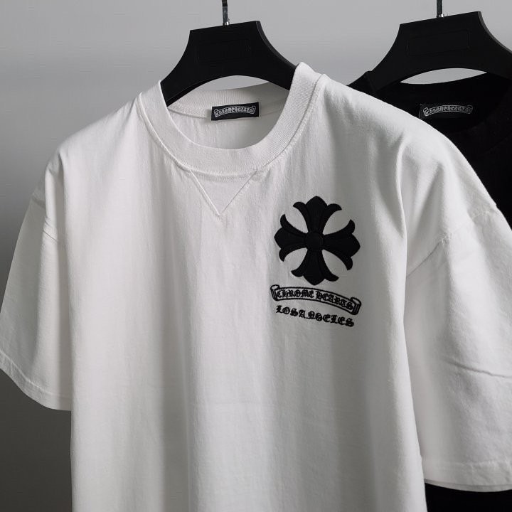 크롬하츠 레더 십자가 오버핏 반팔티