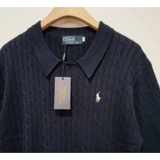 폴로 케이블 카라넥 반팔 니트