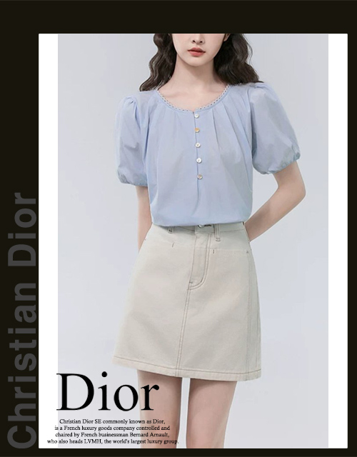 디올 여성 5080 면 반팔 블라우스