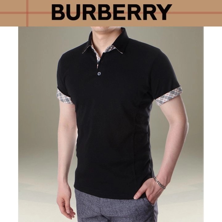 버버리 히든 체크 반팔 카라티