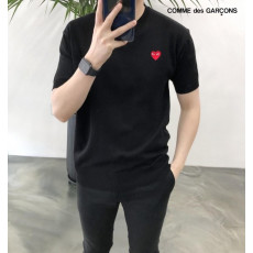 꼼데가르송 플레이 브이넥 반팔 니트