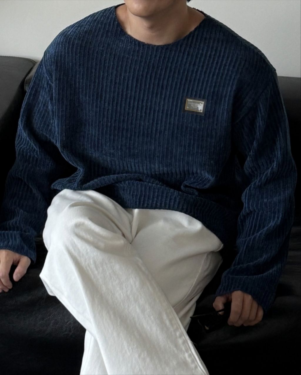 돌체앤가바나 스틸 패치 벨루아 쭉 니트