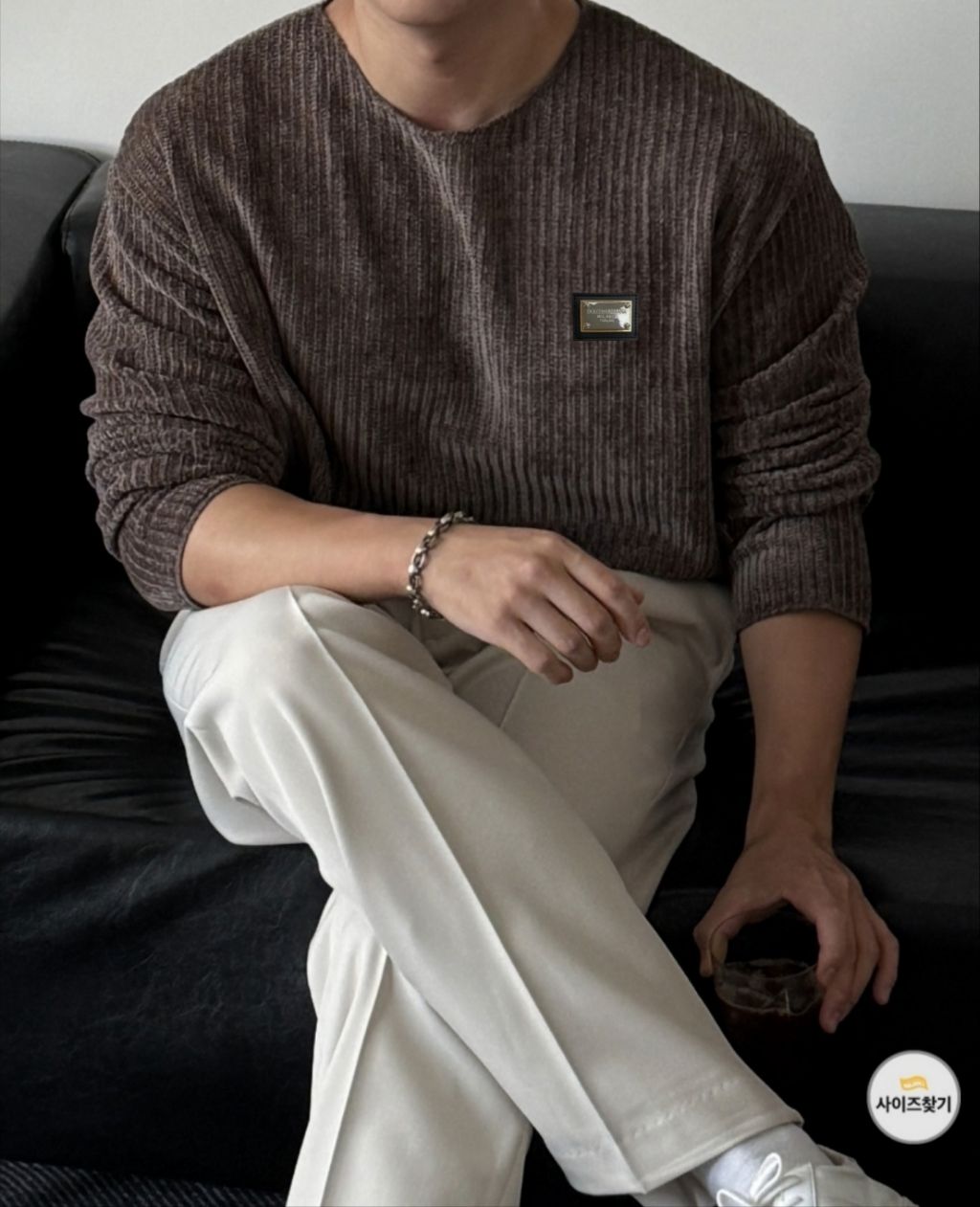 돌체앤가바나 스틸 패치 벨루아 쭉 니트