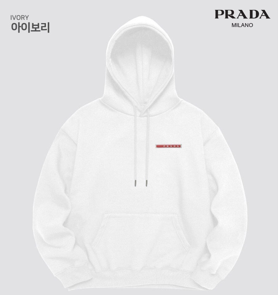 프라다 레드 라인 후드티