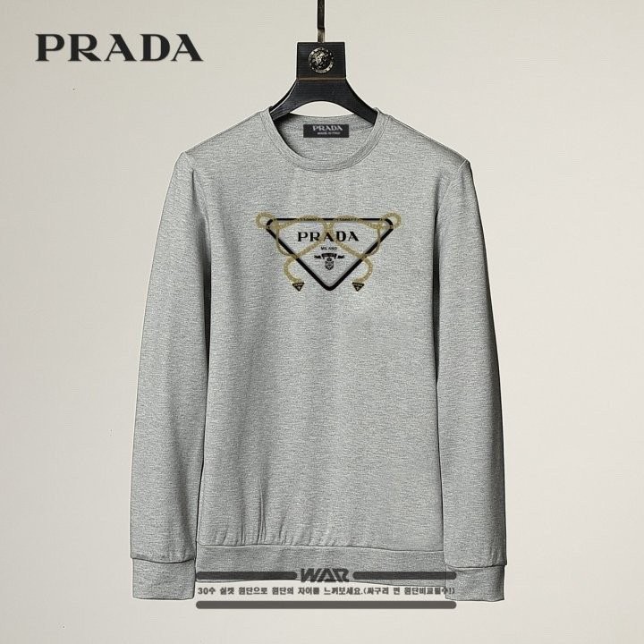 프라다 사슬 고길 패턴 삼각 로고 맨투맨