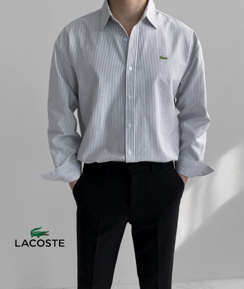 라코스테 코튼 포플린 스트라이프 셔츠