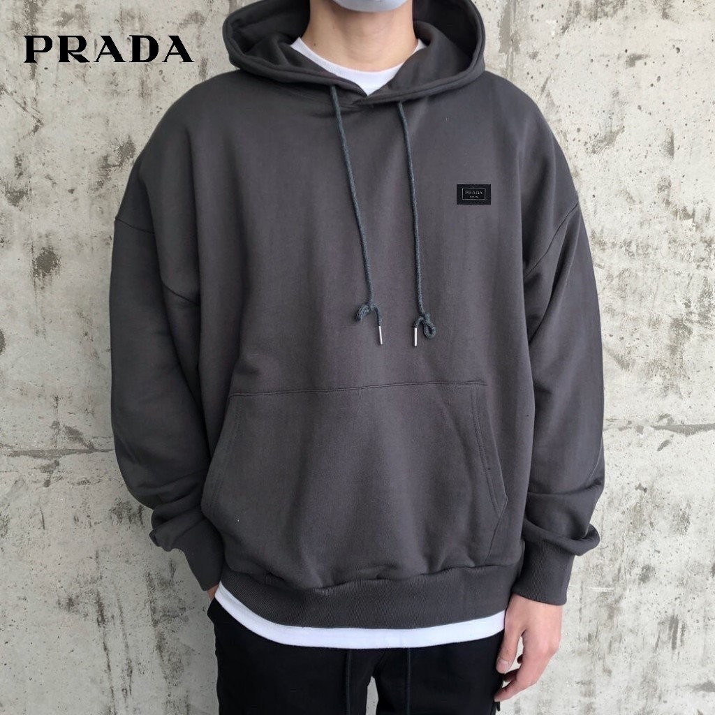 프라다 사각 로고 후드티