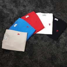 아미 체인 자수 라운드 반팔 니트