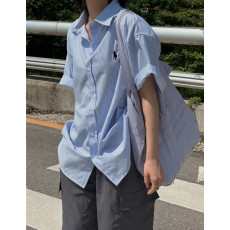 폴로 스트라이프 옥스포드 반팔 셔츠