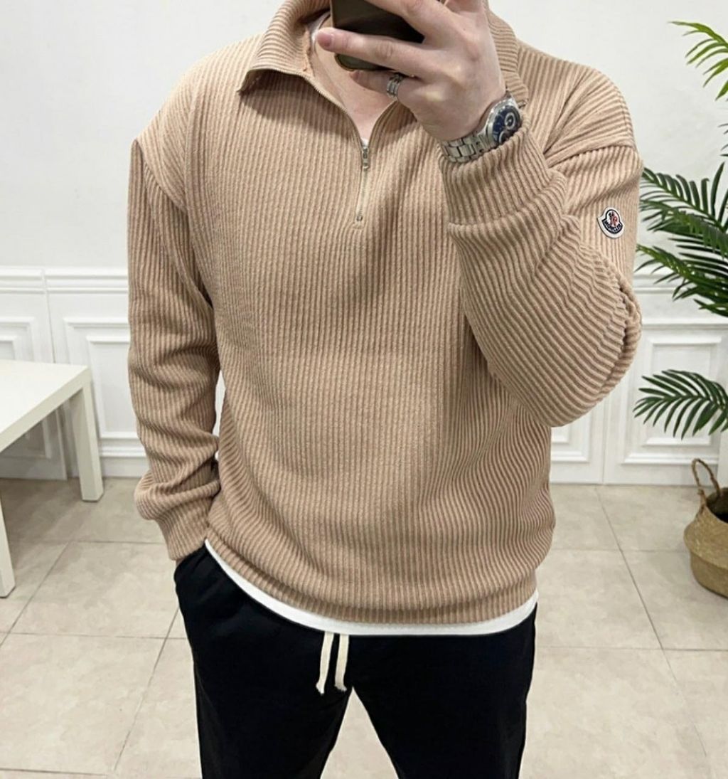 몽클레어 골지 하프넥 반집업