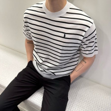 폴로 스트라이프 린넨 반팔 니트