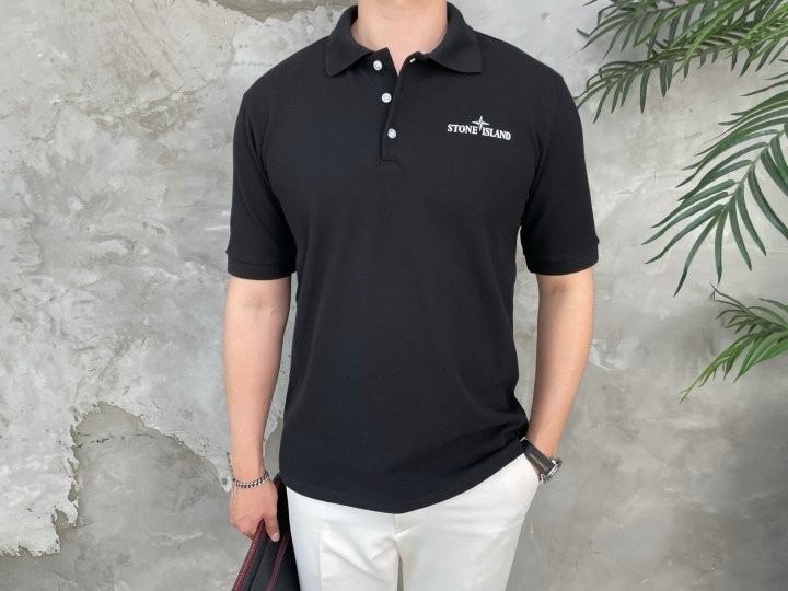 스톤아일랜드 체스트 버팅 로고 PK 반팔티