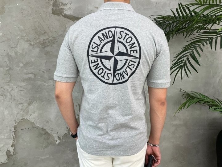 스톤아일랜드 체스트 버팅 로고 PK 반팔티