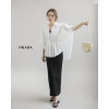 프라다 여성 볼륨 핀턱 오버 반팔 셔츠