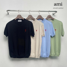 아미 스몰 하트 베이직 라운드 반팔 니트