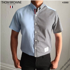 톰브라운 하프 체크 반팔 셔츠