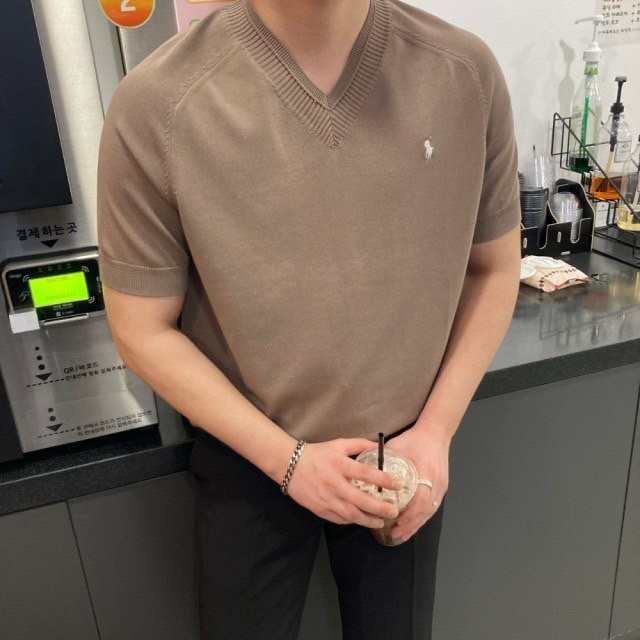 폴로 머슬핏 브이넥 반팔 니트