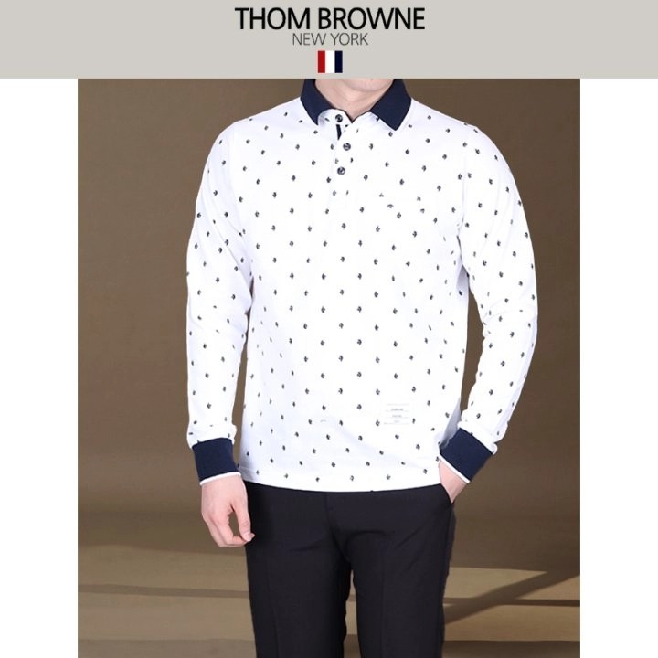 톰브라운 요트 나염 긴팔 카라티