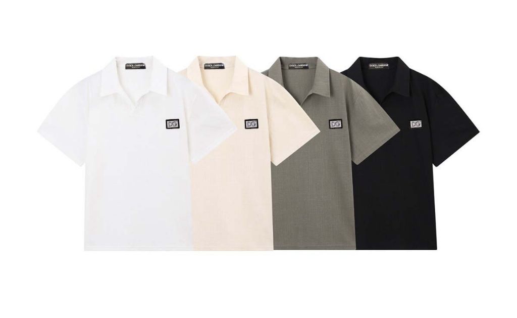 돌체앤가바나 린넨 코튼 오픈 카라 반팔 셔츠