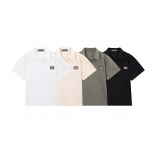 돌체앤가바나 린넨 코튼 오픈 카라 반팔 셔츠