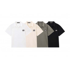 돌체앤가바나 린넨 코튼 오픈 카라 반팔 셔츠