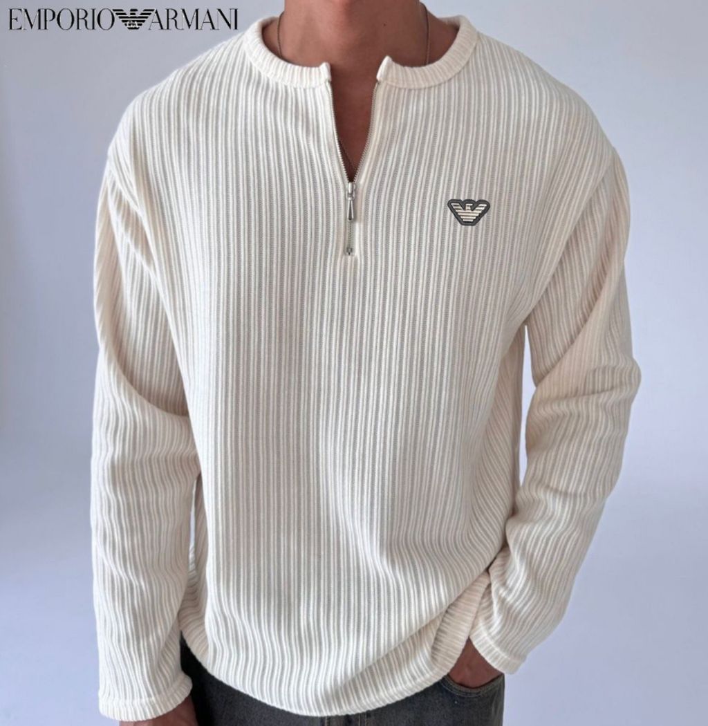 알마니 지퍼 헨리넥 골지 긴팔티