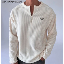 알마니 지퍼 헨리넥 골지 긴팔티